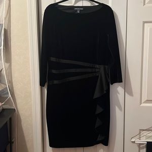 American Living Black Long Sleeve Sheath Dress with Satin Trim